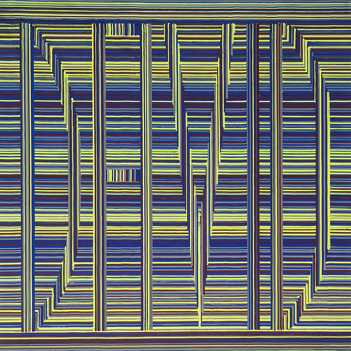 Blatt aus dem Berliner Album: Streifenbündel in Blau, Gelbgrün und Braunrot.